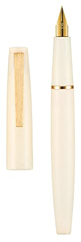 Jinhao 80 Füllfederhalter, gebürstet, Iridium, extra feine Spitze, mit Konverter und kleiner Stifttasche, Set (goldener Clip)