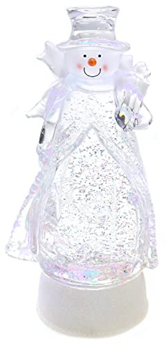 Schneekugel mit bunter Regenbogen LED Beleuchtung & Glitzerantrieb 12,5 * 9,5 * 26,5 cm als Weihnachtsdeko (Schneemann)