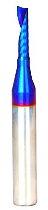 DashHound BRO02B Solid Carbide O Single Flute Plastic Cutting Spiral Bit CNC Router Bit End Mill NACO Coated with 1/8 Inch Cutting Diameter 1/4 Inch Shank