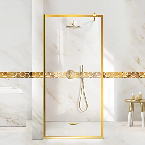 Aqua Roy Gold - Mampara de ducha (120 x 195 cm), color dorado