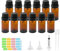 12Pcs 10ml Essential Oils Glass Bottles,Amber Refillable Empty Essential Oil Bottle with Black Cap Dark Sample Glass Bottles for Essential oil Diffuser Massage Oils Beauty Oil Mix (Amber 10ml)