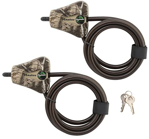 Master Lock Cable Lock, Python Adjustable Keyed Cable Lock, 6 ft. Long Cable, 2 Pack Mossy Oak Country DNA Camouflage