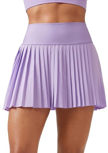 CRZ YOGA Vita Alta Plissettata Gonne da Tennis Viola Chiaro 44