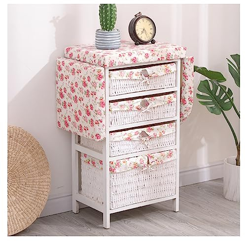 CURBX Table À Repasser Pliable - Côtés Repliables, Support Métallique Rétractable, Bois Massif Maison Multi-Fonction Planche À Repasser Pliante, Rose À Fleur, 113x33x83cm, 120x34x76cm
