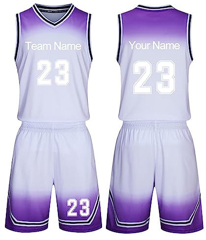 BVCL Benutzerdefiniert Basketball-Trikots T-Shirt Shorts 2 Teiliges Set, mit Jeder Name Nummer Team Kinder Männer Jungen Personalisierte Trikot (Color : White-1)