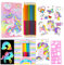 PinkSheep Einhorn-Malblock-Set für Mädchen, Einhorn-Malbuch mit 30 Malvorlagen/10 Regenbogen-Kratzpapier/16 Buntstifte zum Malen, Reise-Mal-Set für Kinder im Alter von 3-12 Jahren