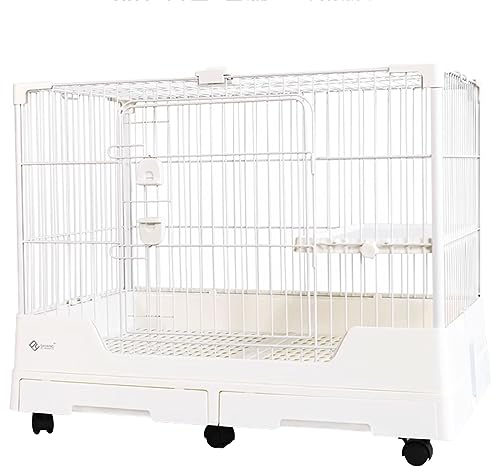 XIAOZHUANGXIONG Hasenhaus Indoor mit Rollen, Kaninchenstall mit Räder, Käfig mit 1 Plattformen & Abnehmbare Vordertür, Leicht zu Reinigen, Hasenkäfig for 2 Hasen Innen (Color : White, Size : L)