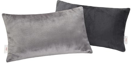 s.Oliver Doublesoft Kissenbezug 030x050 cm - super kuschelig & weich, Polyesterflausch 2 Stück dunkelgrau