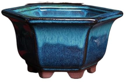Wensmy 2pcs Glaze Bonsai Pots Ceramic Modern Glaze Succulent Planter Pot with Drainage Hole Vintage Bonsai Mini Glazed Pots Cactus Flower Container Bowl Garden Decoration