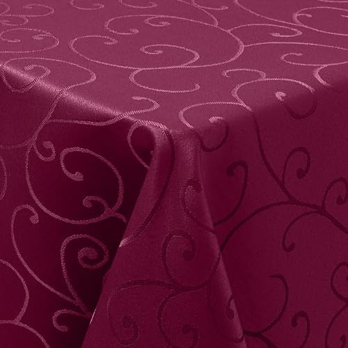 Homaxy Tischdecke Abwaschbar Jacquard Rechteckig 130x220cm, Weinrot | Damast Design, Schmutzabweisend, Dick & Langlebig, Pflegeleicht Maschinenwaschbar, Für Küche Party Garten