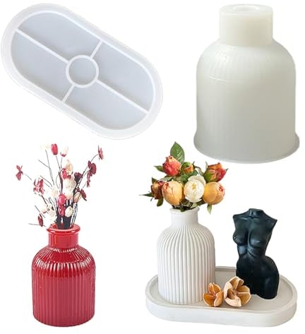 Ylinwtech Stampo in Silicone per Vaso in Resina epossidica,Stampi Resina Vaso Fiori,Stampo in Silicone per Vaso,Stampo in Silicone per Realizzare Un Vaso in Cemento, Resina, Arte e Artigianato