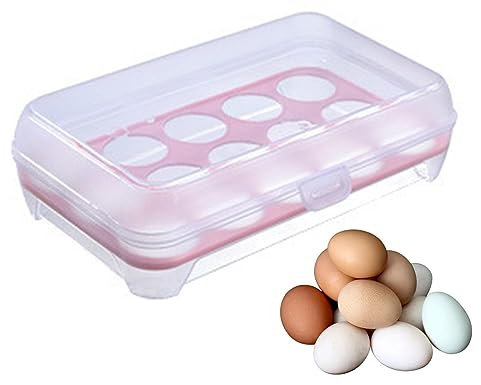 boiler Egg Storage Box - Egg Storage Tray with 15 Grids - Stackable Egg Storage Box with Lid, Egg Carriage Dispenser for Picnic, Camping, Travel