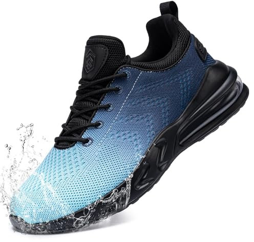 LARNMERN Wasserdicht Schuhe Laufschuhe Herren Sportschuhe Kochschuhe rutschfeste Turnschuhe Fashion Outdoor Casual Schuhe Fitness(Hellblau,44)