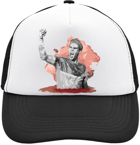 Functon+ Tennisspieler Victory Portrait Mesh Back Trucker Cap Adjustable Snapback Hat Casual Headwear for Everyday Use Black, Schwarz , Einheitsgröße