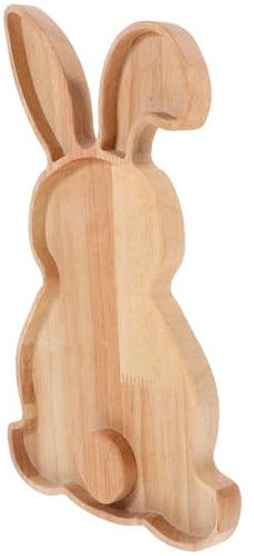 TOPBATHY Easter Bunny Shaped Cutting Board Rabbit Wood Charcuterie Board Kitchen Chopping Board Easter Food Serving Plate for Butcher Block Cheese Vegetables Fruit Salad