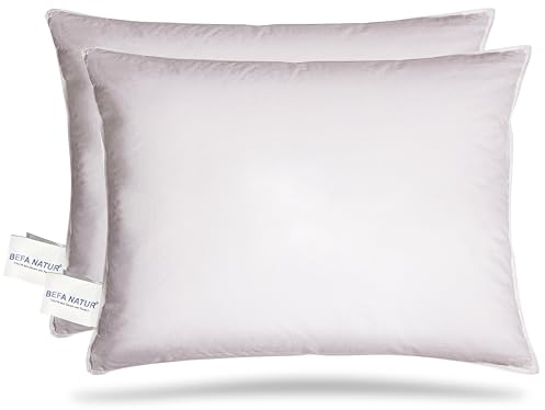 BEFA NATUR Federkissen 60x80 cm (2 Stück) | Kopfkissen Set 100% Federn | 1125g Füllgewicht/Stück | Allergiker geeignet (NOMITE) | Tierwohl zertifiziert (DOWNPASS) | OEKO-TEX Klasse 1 | Made in Germany