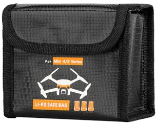 ONTOMYO Fireproof Lipo Battery Safe Bag for DJI Mini 3 Pro/4 Pro, Portable Lithium Battery Storage Bag with Flame Retardant Protection, Holds 3 Batteries (1pc)