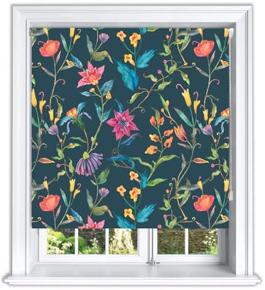 Lister Cartwright Dark Tropical Printed Roller Blinds(60 cm Width x 155 cm Drop) Window Blackout Blinds Easy Fit Child Safety Included
