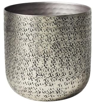 Metal Indoor Plant Pot Cachepot Planter Contemporary Stamped Finish Galvanised Planter Houseplant Pot for Herbs, Succulents, Cacti and Flowers Modern Mantelpiece Windowsill Shelf Decor (Small)