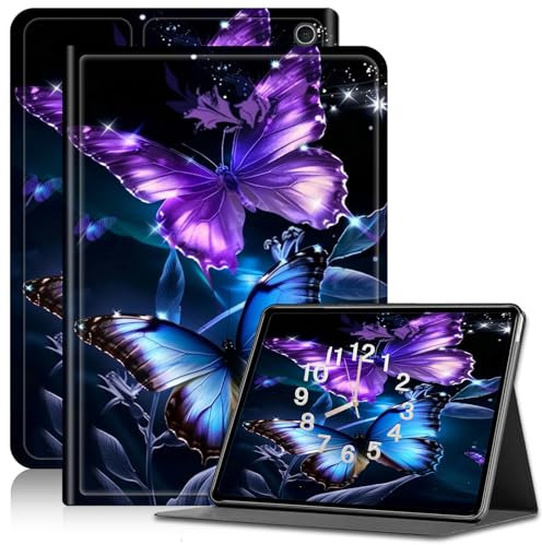 Case for All-New Fire 7 Tablet (12th Generation, 2022 Release), Slim PU Leather Folding Adjustable Stand Fire 7 Tablet Case 12th Generation, with Auto Sleep/Wake Kindle 7 Case, Two Butterflies Purple