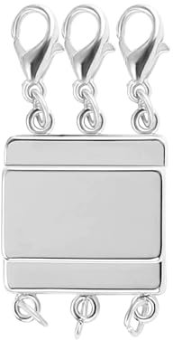 KISSPAT Separatore Collane, Chiusura Collane Multiple, Chiusura Magnetica per Catena, Argento Gancio per Tre Collane e Catene Impilabili, Clip Multipla per Piu Collane a Strati