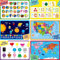 6er-Pack Tischsets für Kinder, rutschfest, waschbar, wiederverwendbar, Alphabet, Zahlen, Formen & Farben, Universum, Landkarten-Motive, lehrreiche Tischsets für Zuhause, Kindergarten, Klassenzimmer