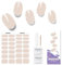 Semi Cured Gel Nail Strips, 28 pcs Nude Pink Gel Nail Stickers Full Nail Wraps for Women,Long Lasting Gel Nail Strips Work with Any UV Lamp, Easy to Apply