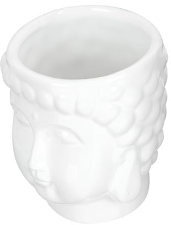 HOLIDYOYO Buddha Weiß Modell für Sukkulenten Blumentopf aus Keramik | Tischblumentopf, Zen Style, für Innen und Außenbereich, 1 Stück, Geeignet für Kleine Pflanzen
