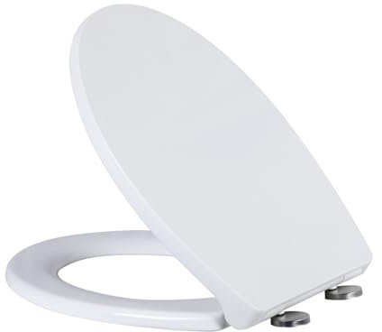 LOORMEI Oval Quick Release Toilet Seat-with Soft Close & Hinges for Easy Cleaning,Standard Oval Toilet Seat Top Fixing,Robust and wear-Resistant