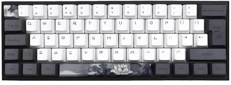 JSJTKeys Ink Lotus Keycaps 148 keys PBT keycaps OEM profile Custom Keycap Set Suitable for 61/68/84/87/96/108 Cherry MX Switches UK Layout Mechanical Keyboard (Only Key Caps)