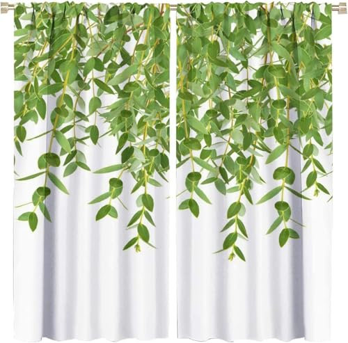 Flächenvorhang Set Pflanzenblätter Moderne Haushalt Schlafzimmer Balkon Wärmedämmung 3D-Druck Vorhang Panel Home Decor Vorhänge Für Wohnzimmer Bedroom Children's Room 300X280 cm (B + H)-605174862