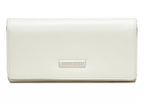 Miss Lulu Portefeuille Femme en PU avec 14 Emplacements pour Cartes, Porte-Monnaie Élégant 3 Couleurs avec Fermeture Éclair, Design Minimaliste et Détail Métallique pour Le Quotidien