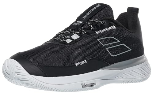 Babolat Women's, SFX EVO AC W Tennis Shoes, Size 38.5, Black/Silver, Optimal Comfort, Support and Fluidity for Amateur to Advanced Players, Suitable for All Surfaces