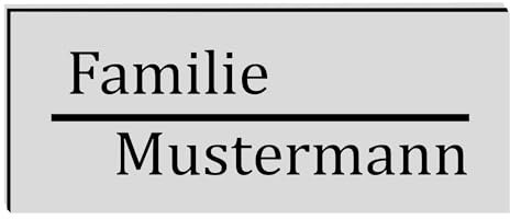 KIWISTAR UG - ab 1x - Namensschild Strich 50x20mm Briefkastenschild selbstklebend - silber schwarz - Klingelschild personalisiert - Briefkastenschild - Türschild - mit Gravur - UV und wetterfest