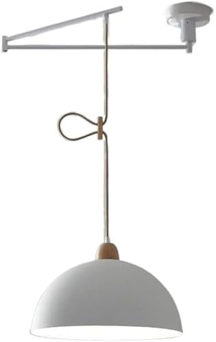 Vintage Pendelleuchte mit Schwenkarm, schwarz-weiß, industrielle Metallkuppel-Beleuchtungsvorrichtung, verstellbarer langer Arm, Mid-Century Modern Kronleuchter für Kücheninsel, Bauernhaus-Esszimmer