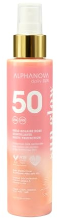 ALPHANOVA Daily Sun – Sonnenöl SPF50 glitzernd rosa – Sun Glow – natürlich – umweltfreundlich – 125 ml