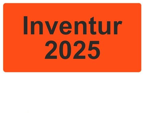 Inventuretiketten, Inventuraufkleber - Inventur 2025-100 x 50 mm - 500 Stück (Leuchtrot)