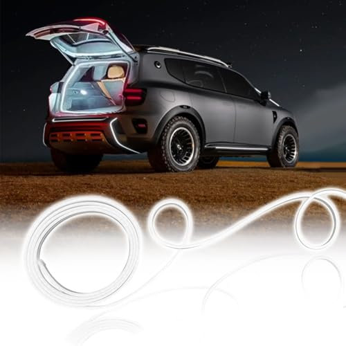NHHEO Ceinture Lumineuse LED de Coffre, 79Inch IP67 Silicones Résistant à l'eau Bande de Néon Lntégré, Coupe Flexible Universelle Éclairage Intérieur de Voiture(Blanc)