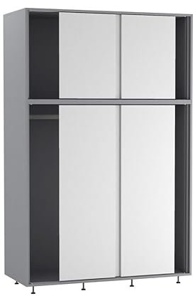 URBNLIVING 6-Door Sliding Wardrobe, Modern Freestanding Bedroom Storage with Smooth Sliding Doors, Adjustable Feet & Hanging Rail - Spacious & Stylish Closet for Organised Living