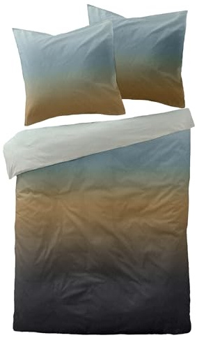 Dormisette Mako Satin Bettwäsche 135x200 Streifenverlauf Silber blau grün 4430-40