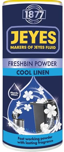 Jeyes Freshbin Powder (550g) – Fast-Acting Odour Neutraliser with Cool Linen Scent – Absorbs Moisture & Fluid Leaks – Long-Lasting Indoor and Outdoor Bin Freshener and Bin Odour Eliminator