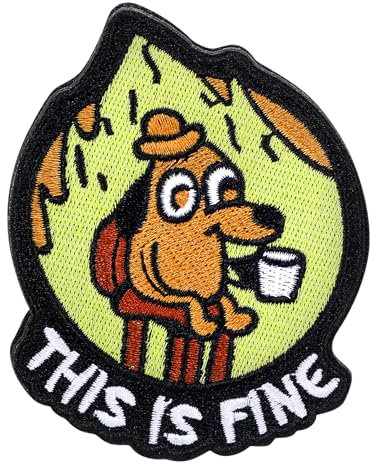 Klett Patch Lustig, Klettpatch in Brennendem Haus, Aufnäher Applikation, 8 x 7 cm, Lustiges Bügelbild für Kleidung und Taschen