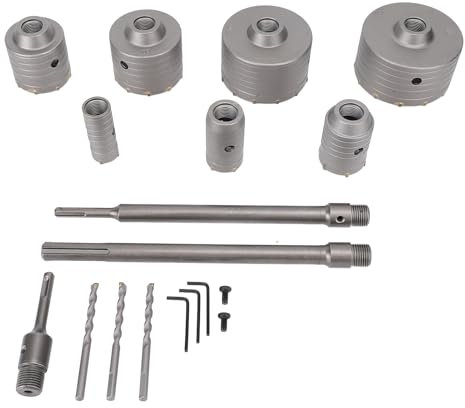 Kit de scie cloche à béton en acier tungstène, ensemble de 10 forets à béton, kit de scie cloche portable pour briques de maçonnerie et installations CVC