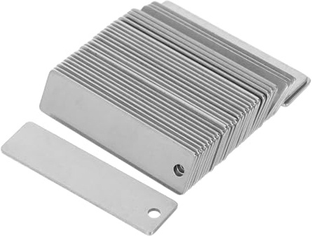 HEALSOPTHY 30 Stück Edelstahl Blanko Metall Anhänger Rechteckig Wetterfest DIY Gravur Rohlinge für Schmuck Haustier Erkennungsmarke Geschenkanhänger Langlebig für Outdoor und