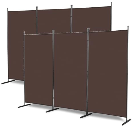 Raumteiler 2er Set Klappbar Freistehend Trennwand Paravent Umkleide Sichtschutz Wand Raumtrenner 3-TLG. 345x180cm Polyestertuch (Braun)