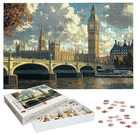 Puzzle 3000 Teile Erwachsene, London Puzzle 3000 Teile, EIN Herausforderndes Rätsel, Landschaft Holzpuzzle Erwachsene mit Exquisiter Verpackungsbox, Puzzlespiele für Die Ganze Familie, Wanddeko, -6968