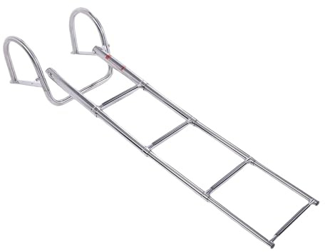 Oreilet Échelle de Bateau Ponton à 4 Marches, échelle Quai Télescopique, échelles Bain Bateau à Entrée Arrière Acier Inoxydable pour Lac, Marine, Pont, Jetée, Plate-Forme Natation