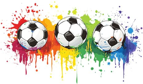 milaosk 3D Fußball Wandtattoo Wandaufkleber Kinderzimmer Junge Fussball | Bunt Wandsticker Aquarell Bunte Fußball mit Farbspritz Effekt Sport Tapete Wanddeko für Jugendzimmer Junge,58×33CM