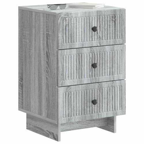 vidaXL Nachttisch Graues Sonoma 43 x 41 x 66,5 cm Holzwerkstoff, Vintage Nachttisch, rechteckiger Beistelltisch, viel Stauraum, Elegantes Schlafzimmermöbel, funktionale Akzente