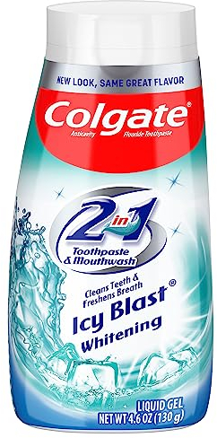 Colgate 2-in-1 Whitening Toothpaste Gel and Mouthwash, Icy Blast - 4.6 ounce